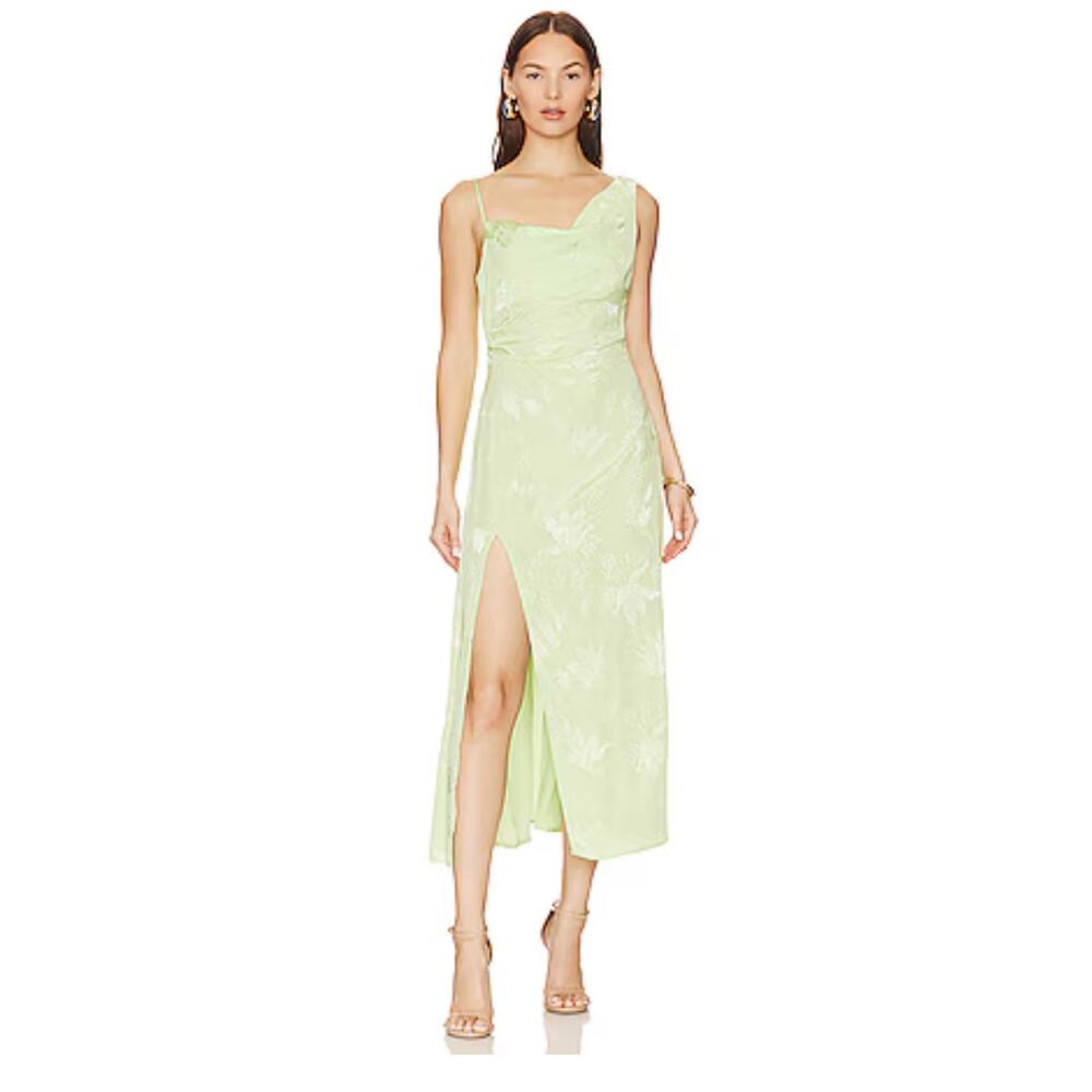 For Love and Lemons Dress Ilana Midi Lime Green Slip, Women’s Size L, NWT